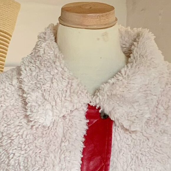 Cozy Red White Sherpa Teddy Jacket - Picture 2 of 4